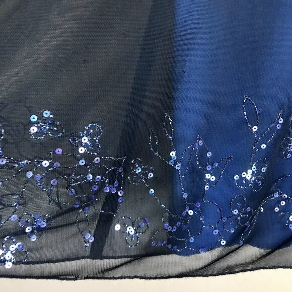 Vintage City Studio Dress Blue Black Sheer Overlay Sparkle 90s Y2K Womens Large - Picture 3 of 8